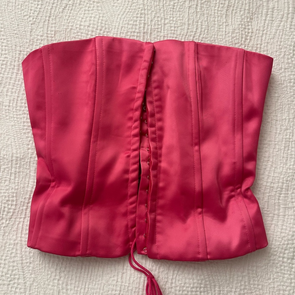 Satin Pink Danielle Guizio Corset Top